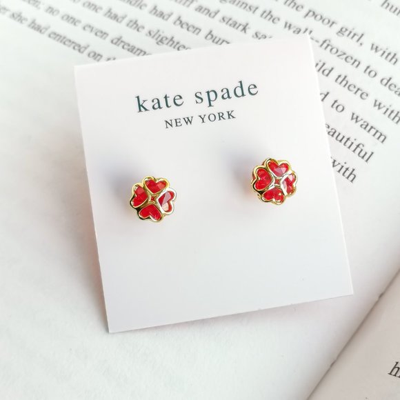 NEW KATE SPADE Something Sparkly Spade Gold Stud Earrings AUTHENTIC